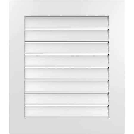 Ekena Millwork Vertical Surface Mount PVC Gable Vent: Functional, w/ 3-1/2"W x 1"P Standard Frame, 26"W x 30"H GVPVE26X3001SF